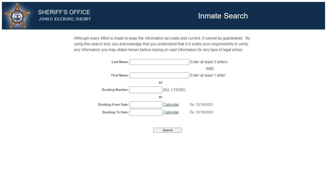 Lake County Sheriff - Inmate Search - Mobile